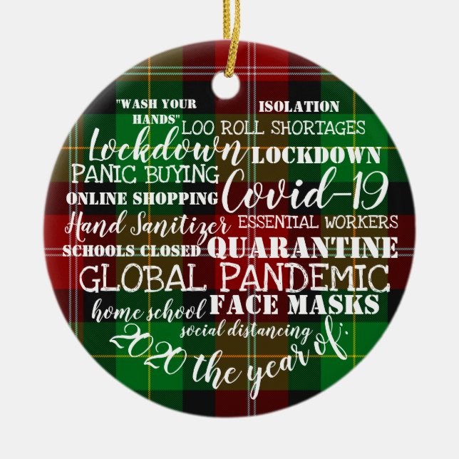 covid19 2020 das Jahr der Isolation von Gesichtsma Keramik Ornament (Vorne)