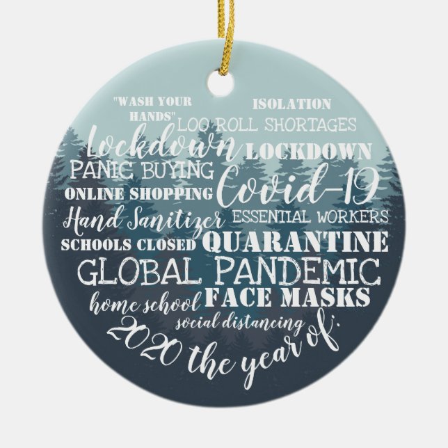 covid19 2020 das Jahr der Isolation von Gesichtsma Keramik Ornament (Vorne)