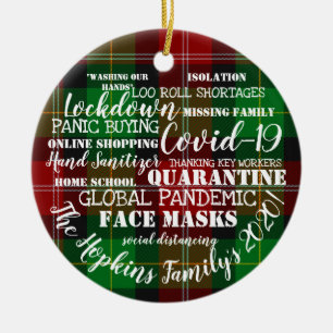 covid19 2020 unser Jahr der Isolation von Gesichts Keramik Ornament