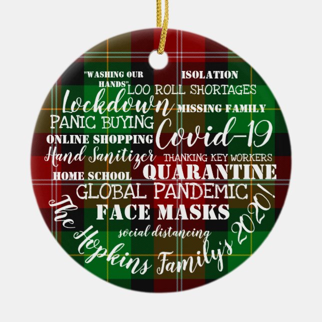 covid19 2020 unser Jahr der Isolation von Gesichts Keramik Ornament (Vorne)