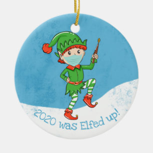 covid19 2020 wurde erschöpft! Weihnachtsmaske Keramik Ornament