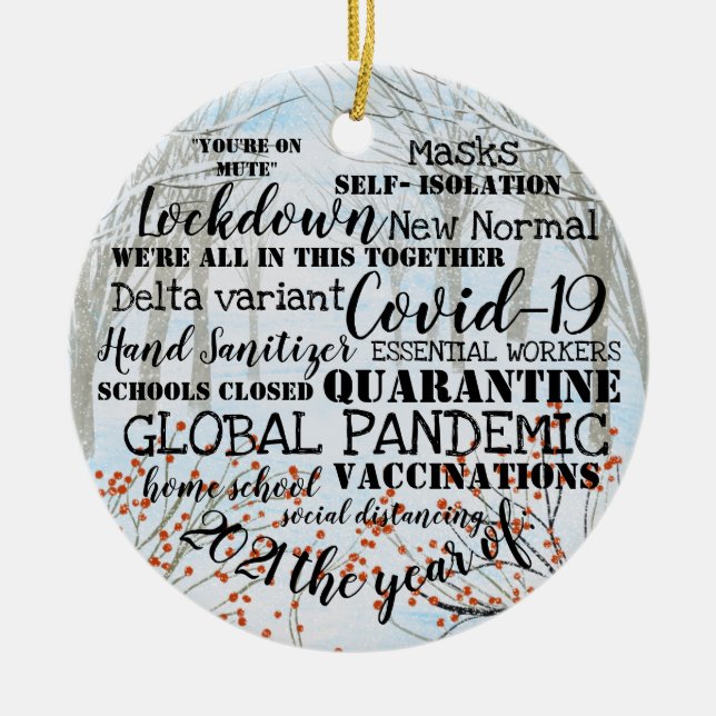 covid19 2021 das Jahr der Impfungen Schnee Weihnac Keramik Ornament (Vorne)