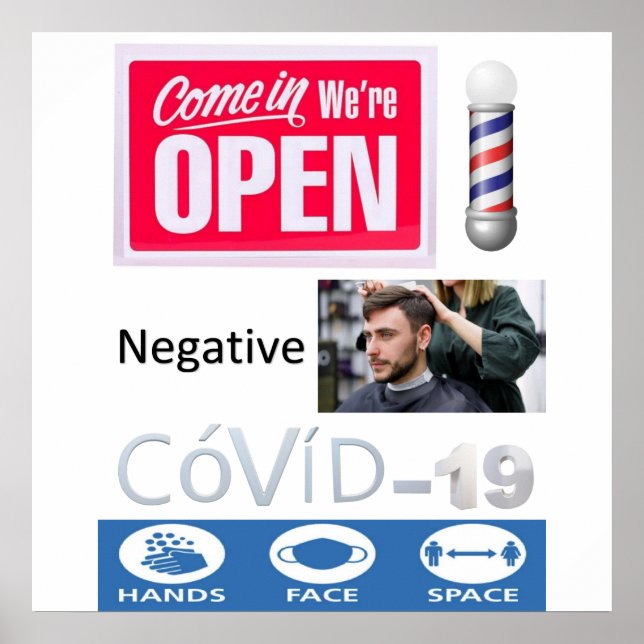 Covid 19 Barbershop Store Open Sign Poster Matte (Vorne)