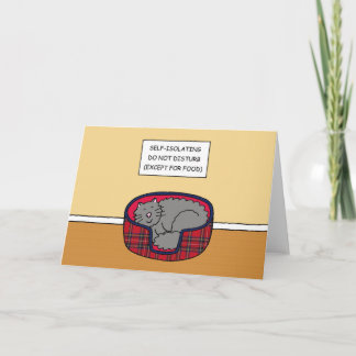 Covid 19 Cartoon für die Selbstisolierung Cat Slee Karte