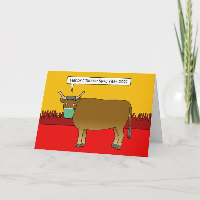 Covid 19 Chinesisches Neujahr des Ochs 2033 Karte (Vorderseite)
