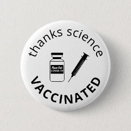 Covid-19 dank Wissenschaft geimpft Button