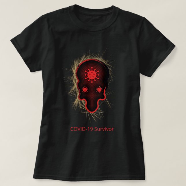 COVID-19 Erfahrung, Red & Black Skull, Survivor T-Shirt (Design vorne)