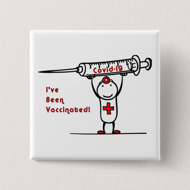 Covid-19-geimpfte Square-Taste Button (Vorderseite)
