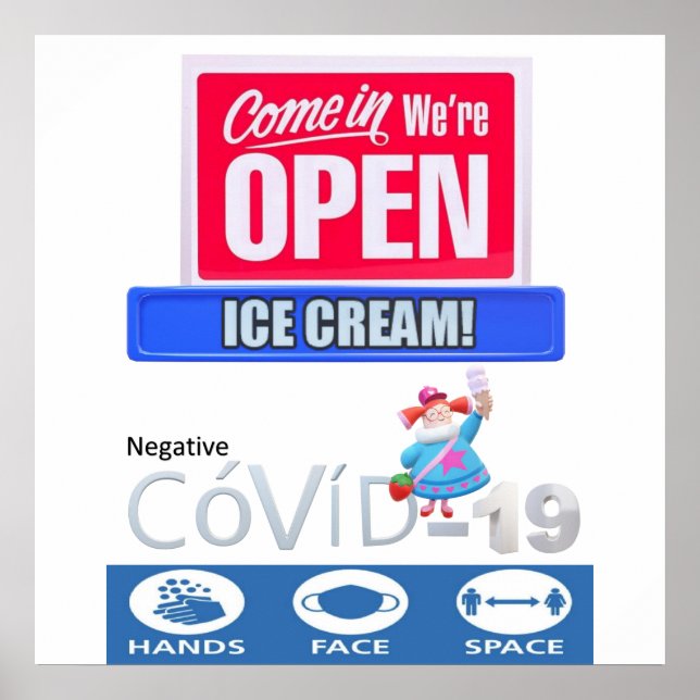 Covid 19 Ice Cream Store Open Sign Poster Matte (Vorne)