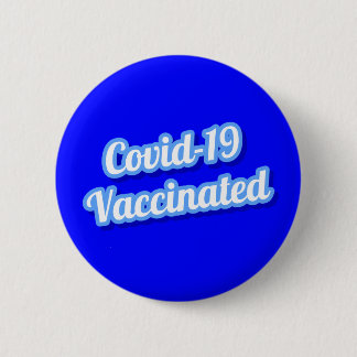 Covid 19 Impfstoff Blue Stylized Cursive Button