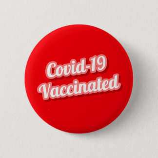 Covid 19 Impfstoff Cursive Red Stylized Button
