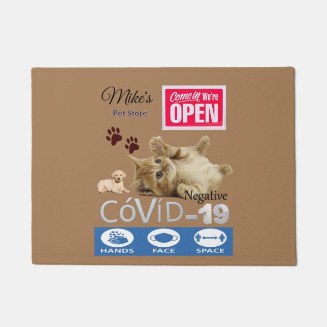 Covid 19 Pet Store Business Open Doormat Fußmatte (Vorderseite)