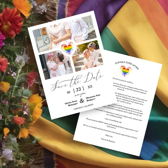 Covid 19 Pride Rainbow Heart Lesbian Gay 3 Fotos Save The Date (Von Creator hochgeladen)