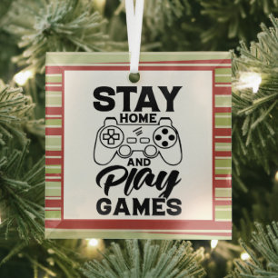 COVID 19 Quarantine Gamer Gift - Bleibe auf Zuhaus Ornament Aus Glas