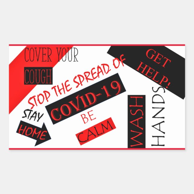 COVID-19 RECHTECKIGER AUFKLEBER (Vorderseite)