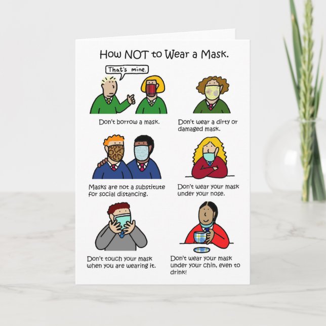 Covid 19 School Children in Face Masks Cartoon Karte (Vorderseite)