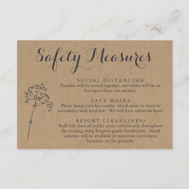 Covid 19 Sicherheitshinweise — Informationen über  Begleitkarte (Vorderseite)