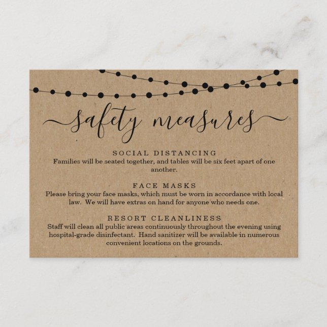 Covid 19 Sicherheitshinweise — Informationen über  Begleitkarte (Vorderseite)