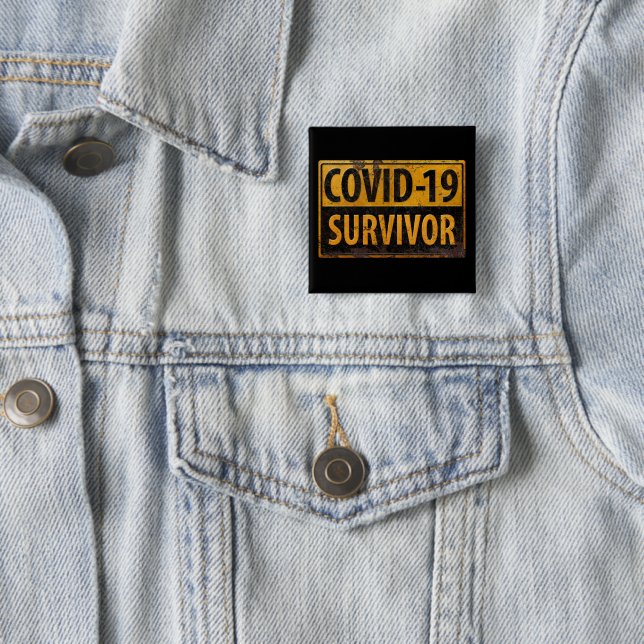 COVID-19 SURVIVOR - Ermutigend - Schild mit schwar Button (Beispiel)