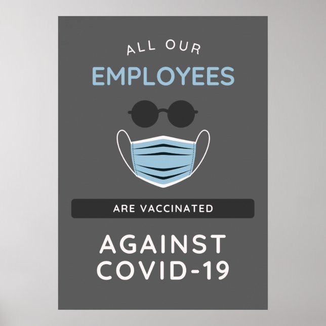 Covid-19 Vaccated Employees Safe Business Sign Poster (Vorne)