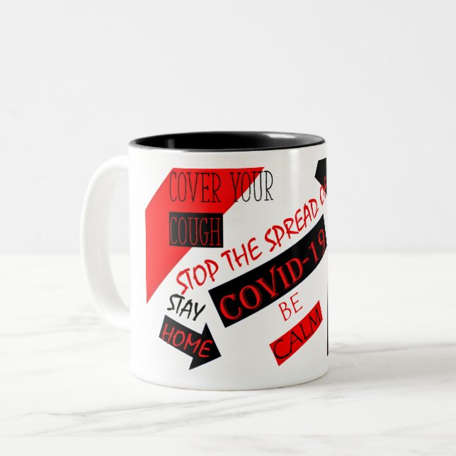 Covid-19 Zweifarbige Tasse (Vorderseite Links)