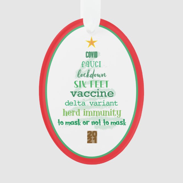 Covid 2021 Keepake Red Green Weihnachtsschmuck Ornament
