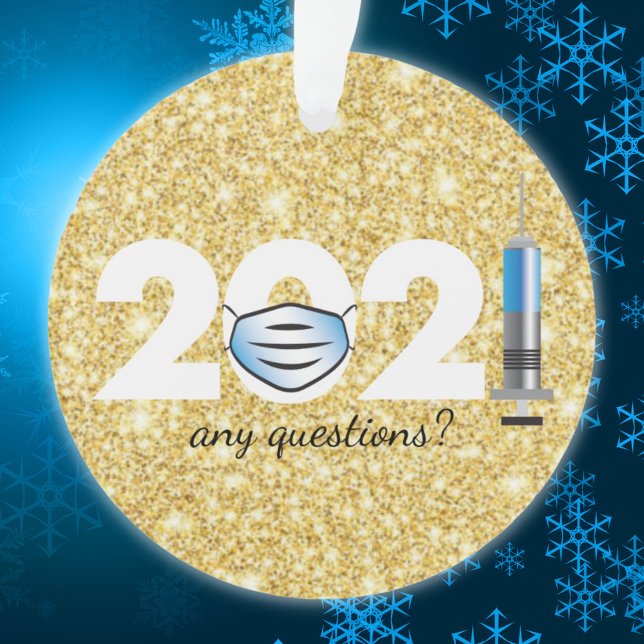 Covid 2021 Maske Gold Glitzer Weihnachtsschmuck Ornament (Von Creator hochgeladen)