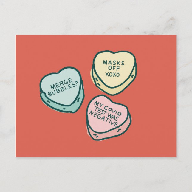 Covid Conversation Hearts Funny Valentine's Card Postkarte (Vorderseite)