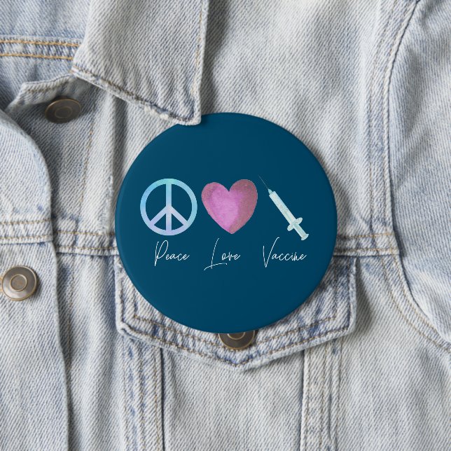 Covid Coronavirus Peace Liebe Vaccine 2021 Button (Beispiel)