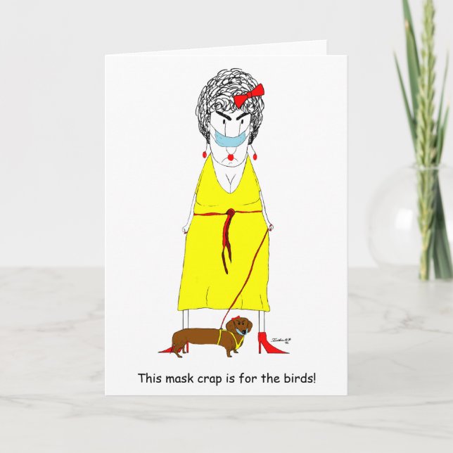 COVID Crabby Old Lady with Mask Karte (Vorderseite)