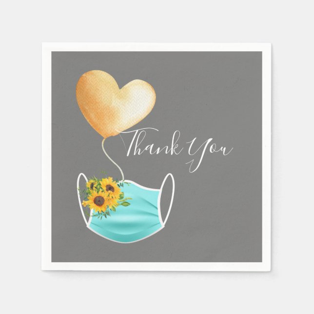 Covid Face Mask & Blume Vielen Dank Serviette (Vorderseite)