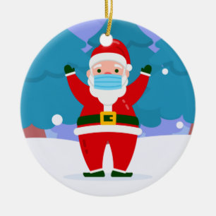 covid frohe weihnachten gesichtsmaske santa claus keramik ornament