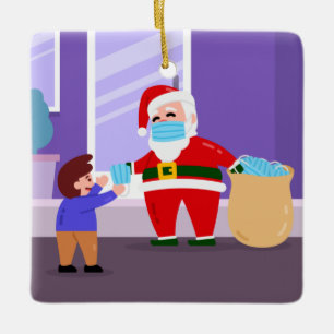 covid frohe weihnachten gesichtsmaske santa claus  keramikornament