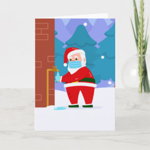 Covid frohe Weihnachten Gesichtsmaske Santa wäscht Einladung