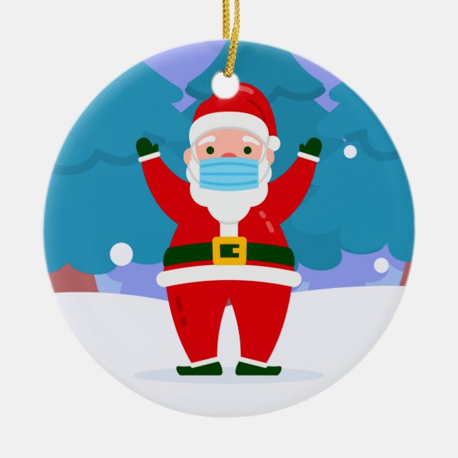 covid fröhliche Weihnachten Gesichtsmaske Santa Cl Keramik Ornament (Vorne)