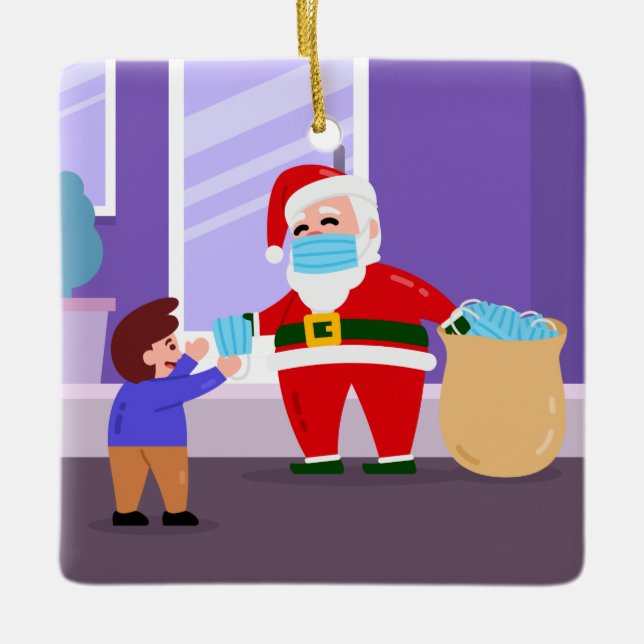 covid fröhliche Weihnachten Gesichtsmaske Weihnach Keramikornament (Vorderseite)