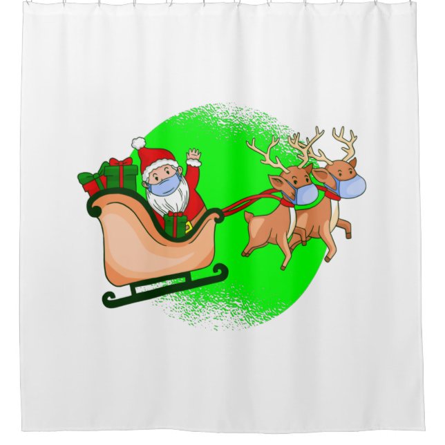 covid-Gesichtsmaske Weihnachtsmann Rentier Weihnac Duschvorhang (Vorderseite)