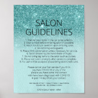 Covid Health Safety Aquamarin Blue Glitzer Friseur