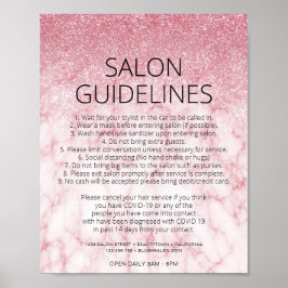 Covid Health Safety Rose Gold Glitzer Friseur Salo Poster