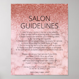Covid Health Safety Rose Gold Glitzer Friseur Salo Poster