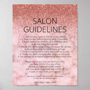 Covid Health Safety Rose Gold Glitzer Friseur Salo Poster