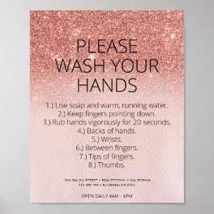 Covid Health Safety Rose Gold Glitzer Friseur Salo Poster