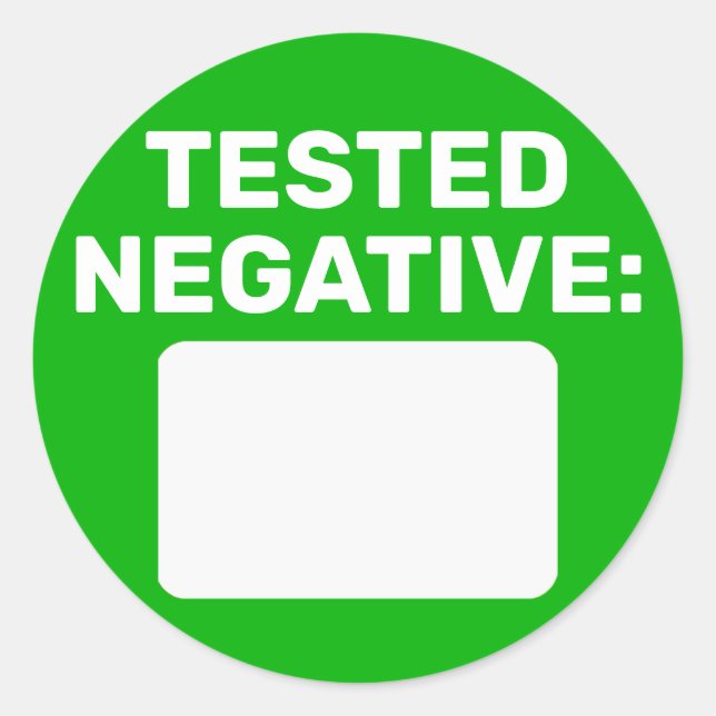 Covid Negative Write on Runder Aufkleber (Vorderseite)