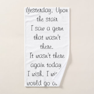 Covid Parody Gedicht auf einem Handtuch. Handtuch