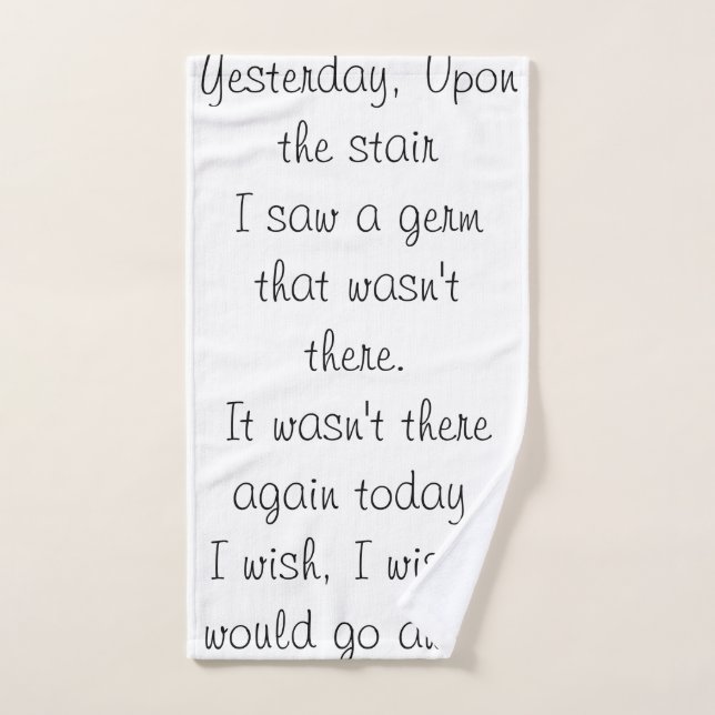 Covid Parody Gedicht auf einem Handtuch. Handtuch (Handtuch)