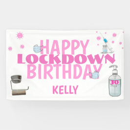 Covid Personalisiert Lockdown Pink Birthday Banner