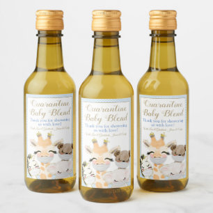 Covid Safari Animals Baby Mini Wein Flaschen Etike Weinetikett