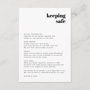 Covid Safety Guidelines Moderne Retro-Hochzeit Begleitkarte