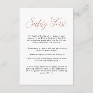 Covid Safety Guidelines   Rose Gold Wedding Info Begleitkarte