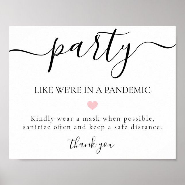 Covid Social Distroning Wedding Reception Zeichen Poster (Vorne)
